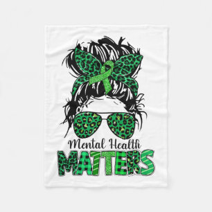 Health Problems Awareness Messy Bun Woman Emotion Fleece Blanket