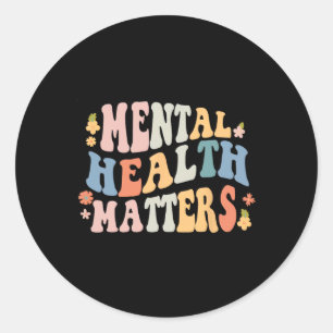 Health Problems Be Kind Groovy Retro Mental Awaren Classic Round Sticker
