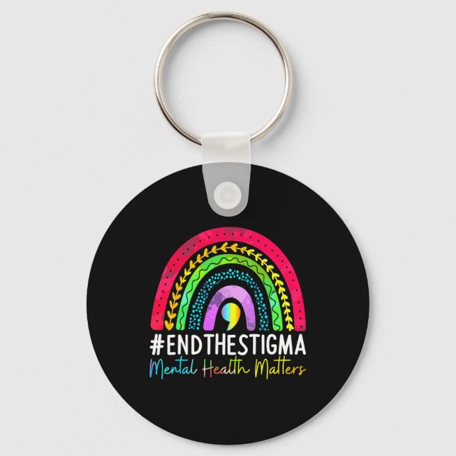 Health Problems End The Stigma Rainbow Boho  Key Ring (Front)