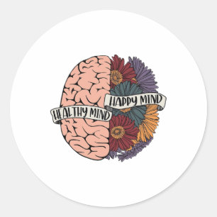 Health Problems Floral Human Brain Awareness Fun Classic Round Sticker
