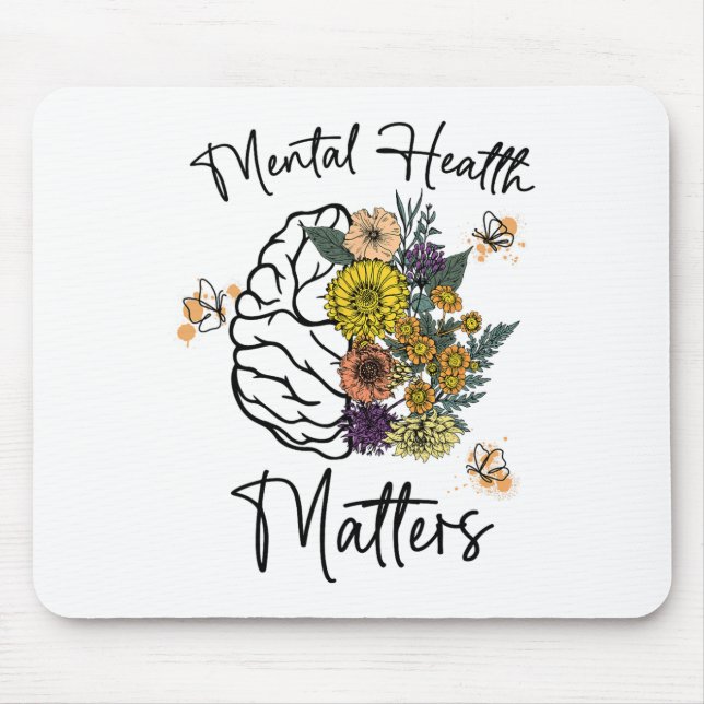 Health Problems Flower Brain Mental Health Awarene Mouse Pad (Front)