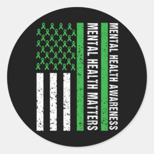 Health Problems For Mental Health Awareness Usa Fl Classic Round Sticker