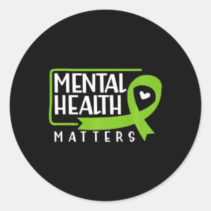 Health Problems Green Ribbon Mental Health Awarene Classic Round Sticker