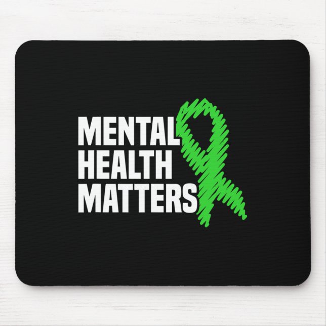 Health Problems Green Ribbon Mental Health Awarene Mouse Pad (Front)