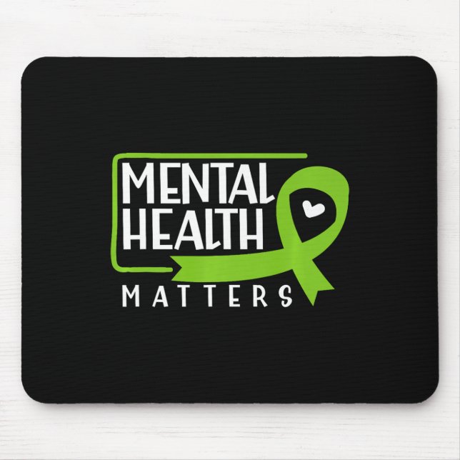 Health Problems Green Ribbon Mental Health Awarene Mouse Pad (Front)
