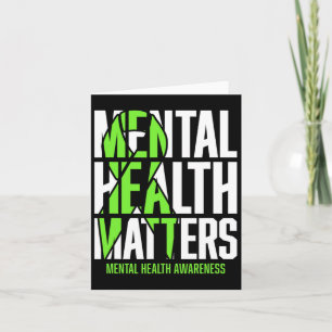 Health Problems Green Ribon Mental Health Awarenes Card