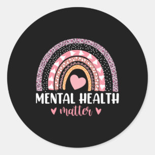 Health Problems Leopard Heart Pink Rainbow Awarene Classic Round Sticker