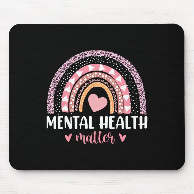 Health Problems Leopard Heart Pink Rainbow Awarene Mouse Pad (Front)
