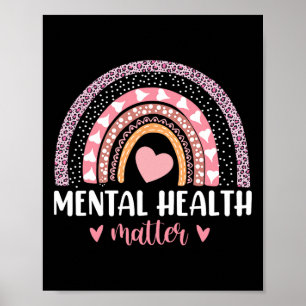 Health Problems Leopard Heart Pink Rainbow Awarene Poster