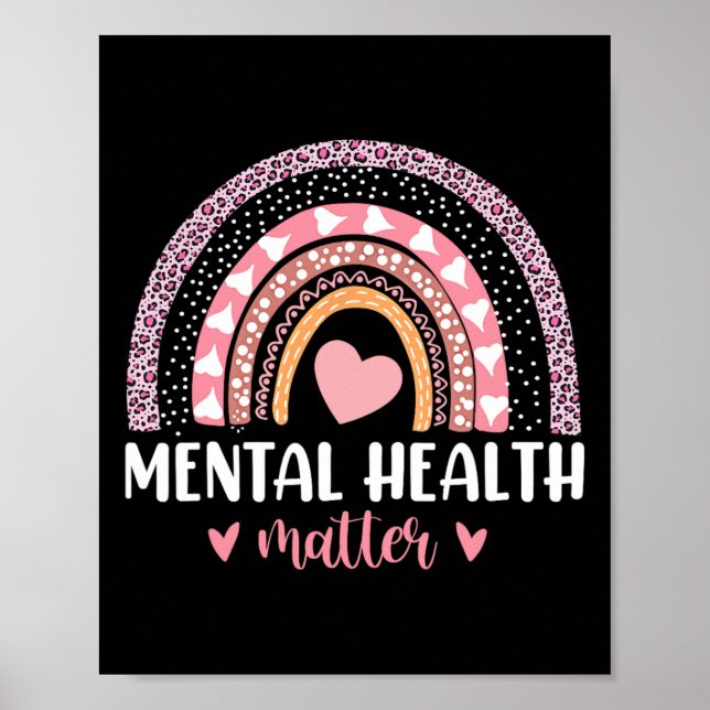 Health Problems Leopard Heart Pink Rainbow Awarene Poster (Front)