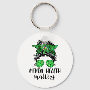 Health Problems Messy Bun Gift Mental Health Aware Key Ring