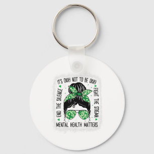 Health Problems Messy Bun Mental Health Awareness  Key Ring