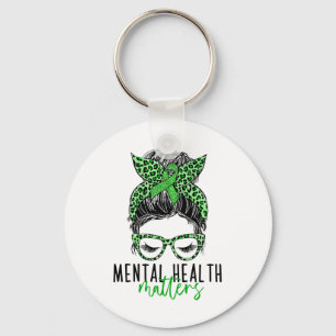 Health Problems Messy Bun Woman Neurodiversity Emo Key Ring