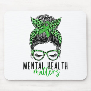 Health Problems Messy Bun Woman Neurodiversity Emo Mouse Pad