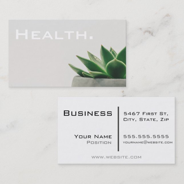 Health Professional- Green Plant Business Card (Front/Back)