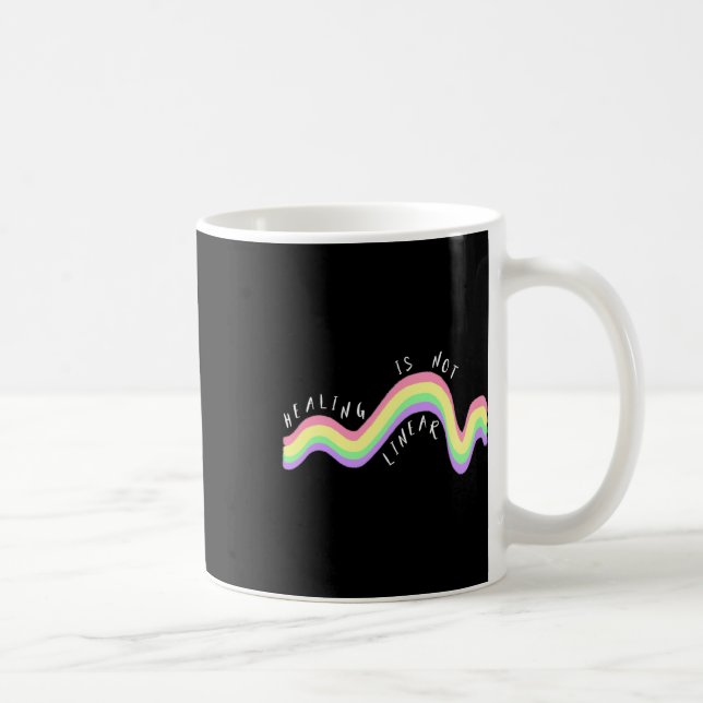 Health Quote Healing Is Not Linear Rainbow  Coffee Mug (Right)