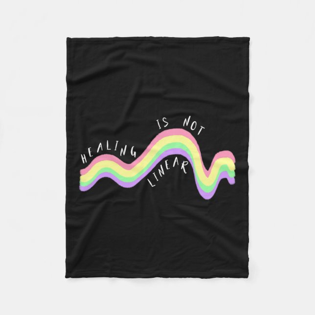Health Quote Healing Is Not Linear Rainbow  Fleece Blanket (Front)