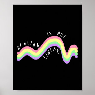 Health Quote Healing Is Not Linear Rainbow  Poster