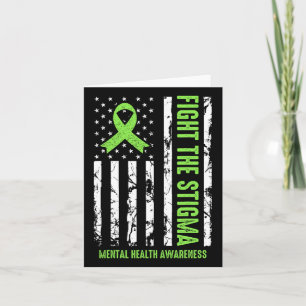 Health Ribbon Usa Flag We Wear Green Mental Health Card