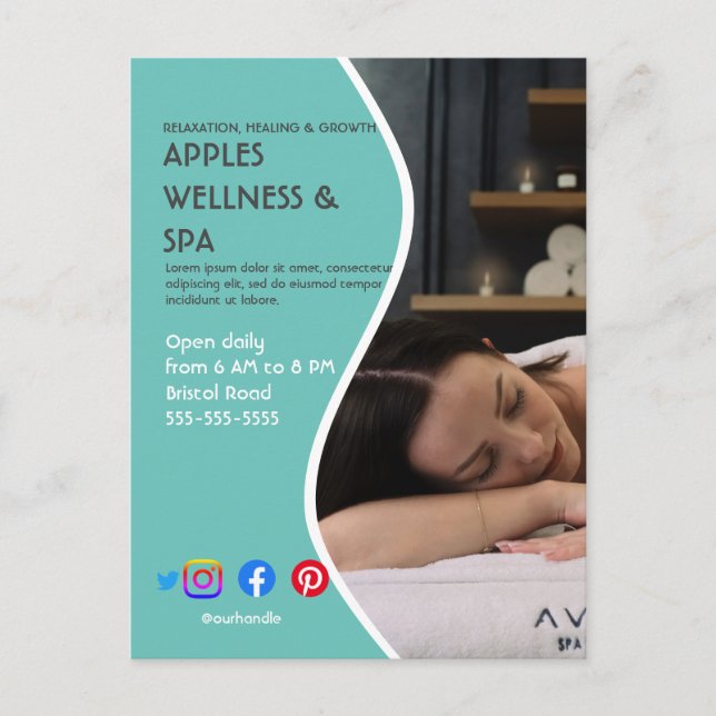 health spa poster flyer wellness centre gym fit ta postcard (Front)