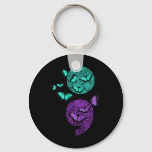 Health Suicide Awareness Semicolon Butterflies  Key Ring