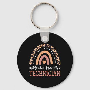 Health Technician Leopard Rainbow Key Ring