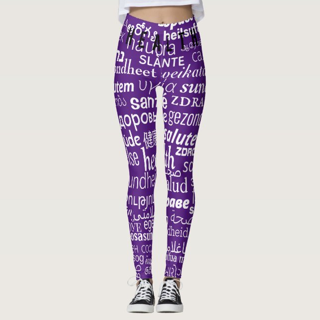 Health Text Multi Language Leggings Your Colors (Front)