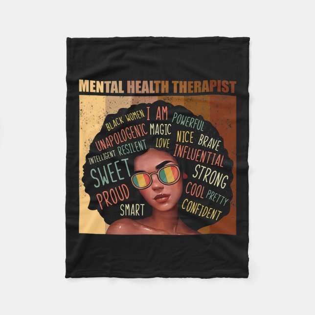 Health Therapist Afro Women Black History Month  Fleece Blanket (Front)
