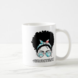 Health Therapist Black Afro Messy Bun African Wome Coffee Mug