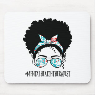 Health Therapist Black Afro Messy Bun African Wome Mouse Pad