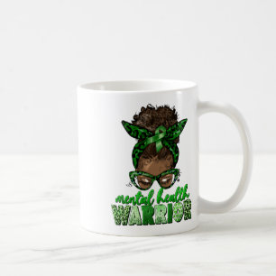 Health Warrior Awareness Month Messy Bun Black Wom Coffee Mug