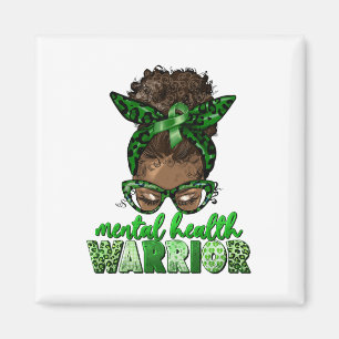 Health Warrior Awareness Month Messy Bun Black Wom Magnet