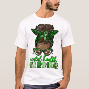Health Warrior Awareness Month Messy Bun Black Wom T-Shirt