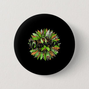 Health Warrior Leopard Sunflower Green Ribbon Retr 6 Cm Round Badge