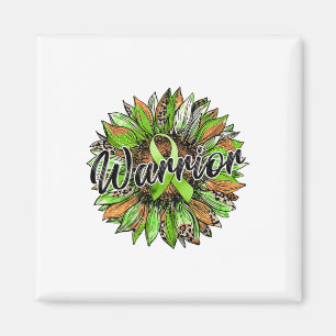 Health Warrior Leopard Sunflower Green Ribbon Retr Magnet