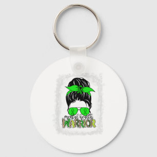 Health Warrior Messy Bun Mental Health Awareness  Key Ring