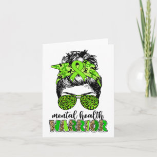 Health Warrior Messy Bun Mental Health Problems 1 Card