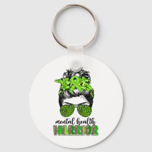 Health Warrior Messy Bun Mental Health Problems 1  Key Ring