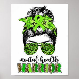 Health Warrior Messy Bun Mental Health Problems 1 Poster