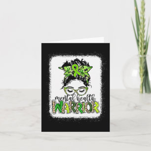 Health Warrior Messy Bun Mental Health Problems Card