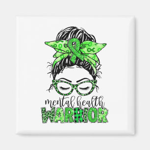 Health Warrior Messy Bun Woman Neurodiversity Emot Magnet