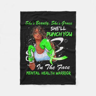 Health Warrior She'll Punch You Ribbon Black Woman Fleece Blanket