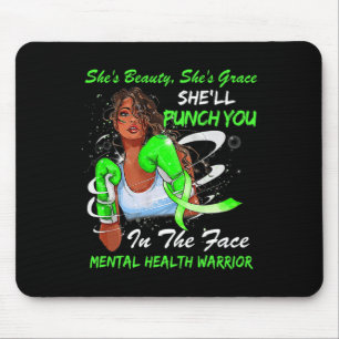 Health Warrior She'll Punch You Ribbon Black Woman Mouse Pad