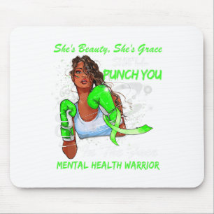 Health Warrior She'll Punch You Ribbon Black Woman Mouse Pad