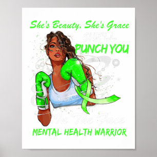 Health Warrior She'll Punch You Ribbon Black Woman Poster