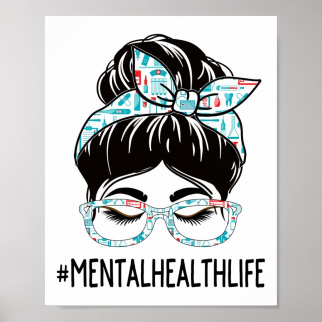 Health Week Appreciation Day Women Messy Bun For W Poster (Front)