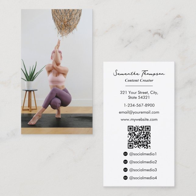 Health Wellness Influencer Content Creator Photo Business Card (Front/Back)