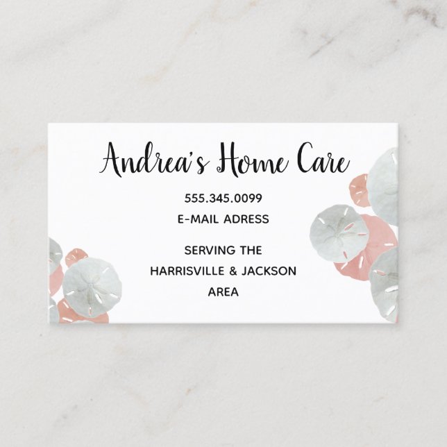 Health Worker Home Care Sand dollars Business Card (Front)