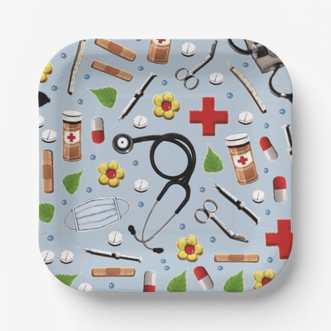 Healthcare Celebration Party Paper Plate (Front)