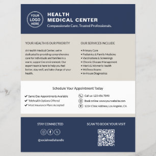 Healthcare Clinic Doctor Custom Logo QR Code Flyer